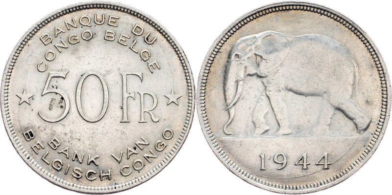 Belgian Congo, 50 Francs 1944, Pretoria Belgian Congo, 50 Francs 1944, Pretoria,...