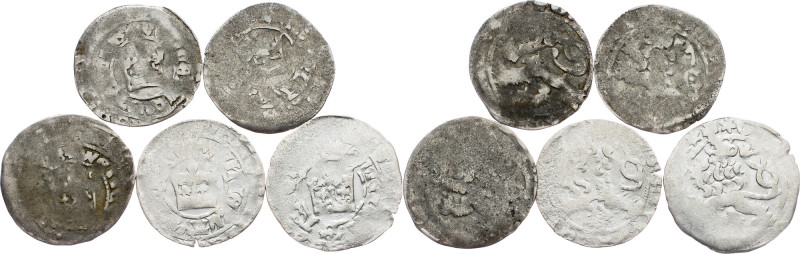 Wenceslaus IV., Prague Groschen, Kuttenberg, Lot of 5pcs Wenceslaus IV., Prague ...
