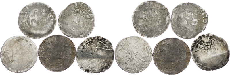 Wenceslaus IV., Prague Groschen, Kuttenberg, Lot of 5pcs Wenceslaus IV., Prague ...