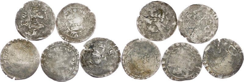 Wenceslaus IV., Prague Groschen, Kuttenberg, Lot of 5pcs Wenceslaus IV., Prague ...