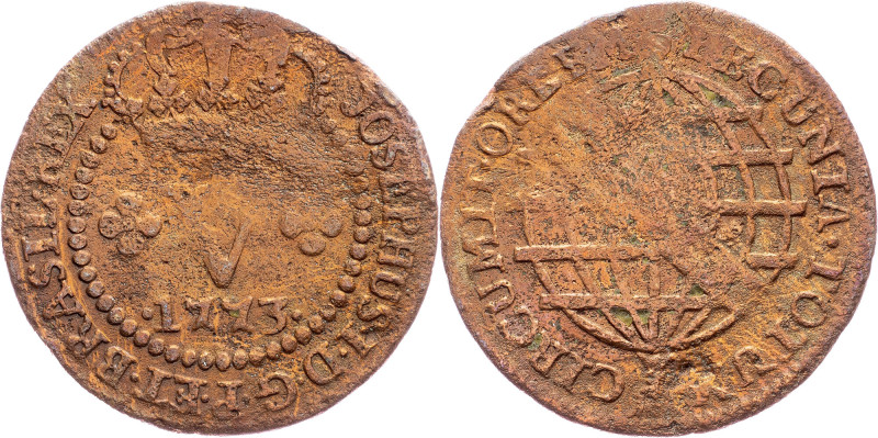 Brazil, 5 Reis 1773 Cobre, 5 Reis 1773, LMB C115; F

Grade: F