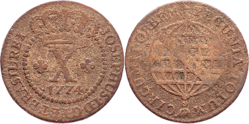 Brazil, 10 Reis 1774 Cobre, 10 Reis 1774, LMB C140; VG

Grade: VG