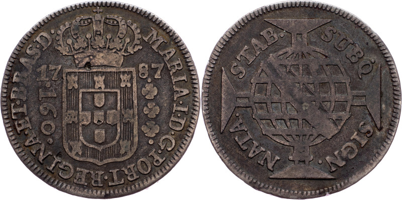 Brazil, 160 Reis 1787 Brazil, 160 Reis 1787, LMB P344|toned; aVF

Grade: aVF