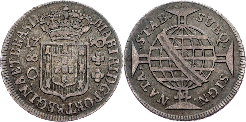 Brazil, 80 Reis 1790 Brazil, 80 Reis 1790, LMB P342|toned; VF+

Grade: VF+