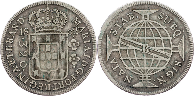 Brazil, 320 Reis 1802 Brazil, 320 Reis 1802, LMB P377|toned; VF

Grade: VF