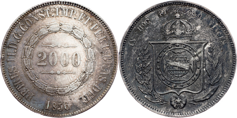 Brazil, 2000 Reis 1856 Brazil, 2000 Reis 1856, Ag, LMB P618|Beautiful toning, mi...