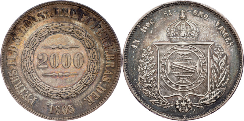 Brazil, 2000 Reis 1865 Brazil, 2000 Reis 1865, Ag, LMB P624|toned; EF

Grade: ...