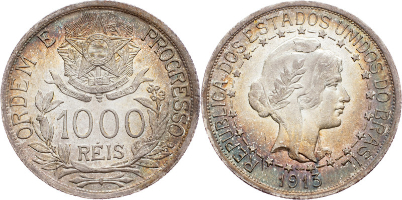 Brazil, 1000 Reis 1913 Brazil, 1000 Reis 1913, Ag, LMB P703|Beautiful toning, mi...