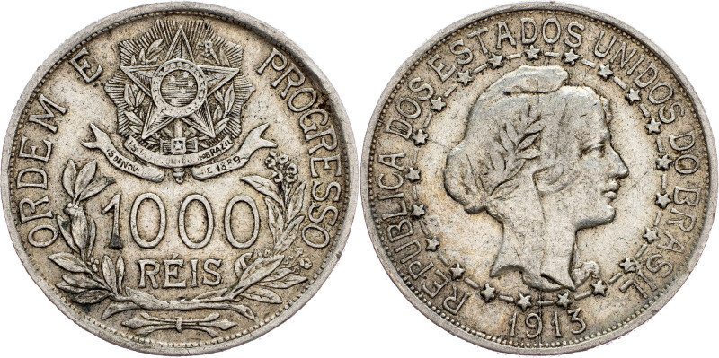 Brazil, 1000 Reis 1913 Brazil, 1000 Reis 1913, Ag, LMB P703; VF

Grade: VF