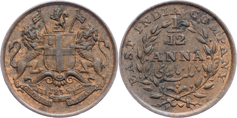 British India, 1/12 Anna 1835 British India, 1/12 Anna 1835, KM# 445|remains of ...
