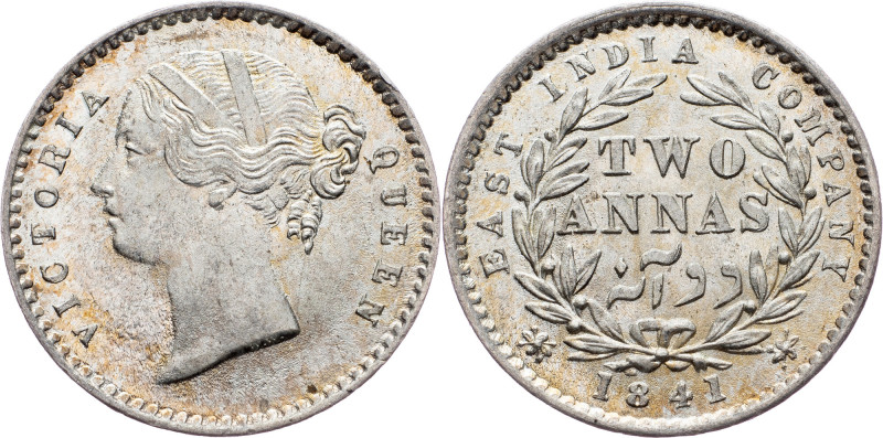 British India, 2 Annas 1841 British India, 2 Annas 1841, KM# 460|mint luster; UN...