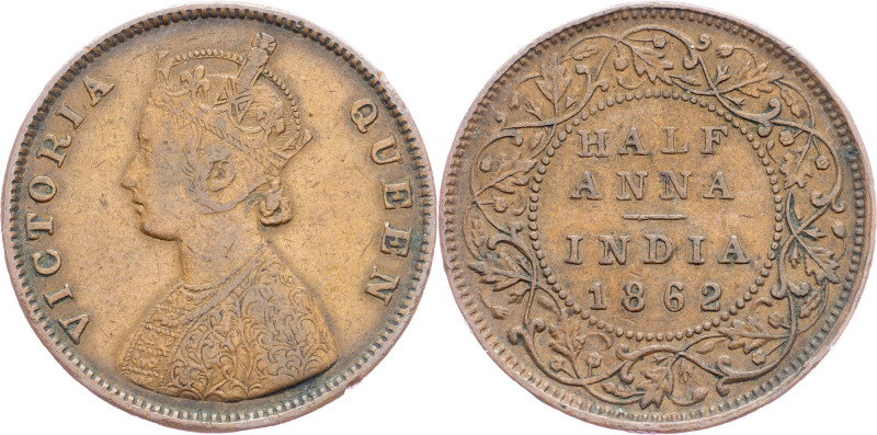British India, 1/2 Anna 1862 British India, 1/2 Anna 1862, KM# 468|toned; VF

...