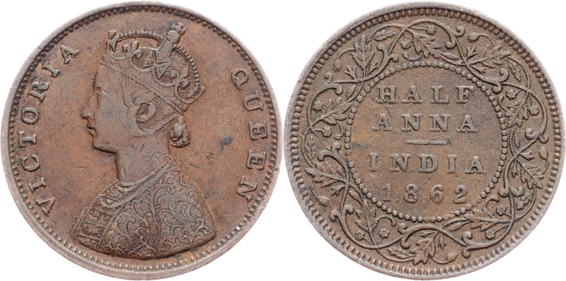 British India, 1/2 Anna 1862 British India, 1/2 Anna 1862, KM# 468|toned; VF

...