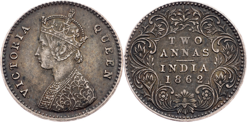 British India, 2 Annas 1862 British India, 2 Annas 1862, KM# 469|toned; VF

Gr...