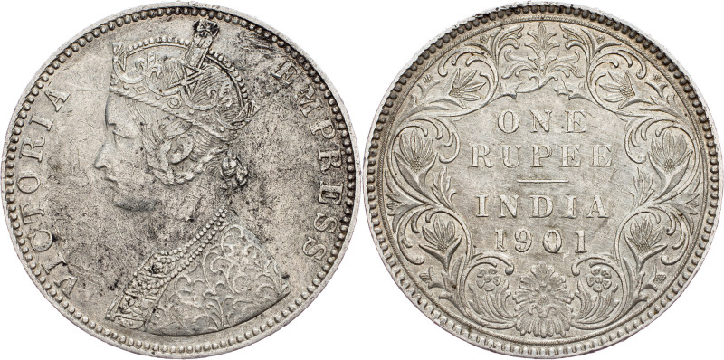 British India, 1 Rupee 1901 British India, 1 Rupee 1901, Ag, KM# 492|cleaned; VF...