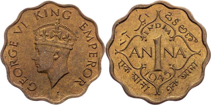 British India, 1 Anna 1945, Bombay British India, 1 Anna 1945, Bombay, KM# 537a|...
