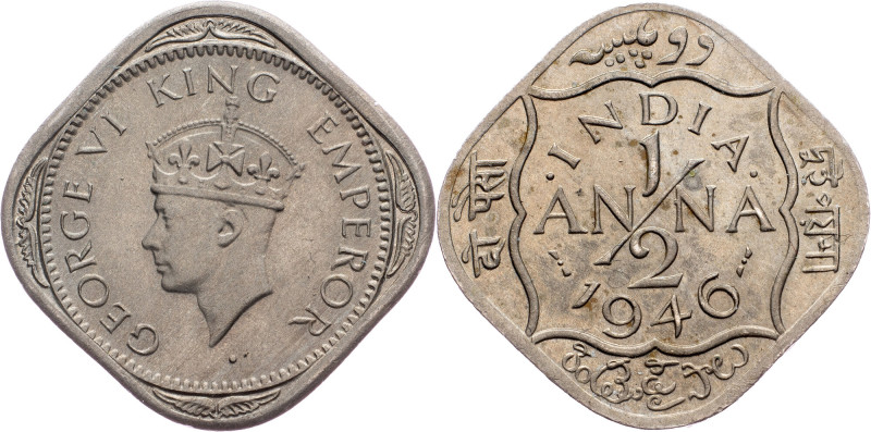 British India, 1/2 Anna 1946, Bombay British India, 1/2 Anna 1946, Bombay, KM# 5...