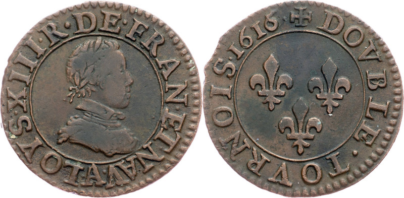 France, Double Tournois 1616 France, Double Tournois 1616; aEF

Grade: aEF