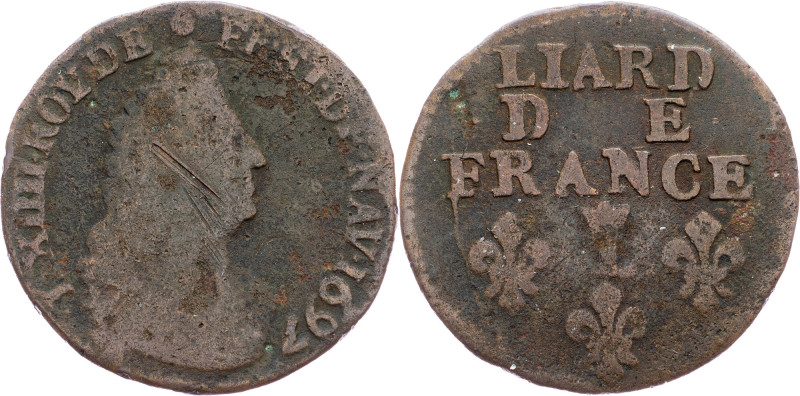 France, Liard 1697, L France, Liard 1697, L; F

Grade: F