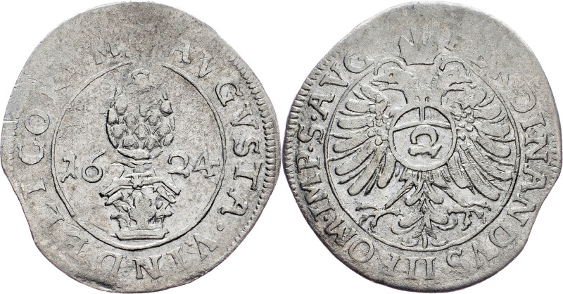 Germany, 2 Kreuzer 1624 Augsburg, 2 Kreuzer 1624, Ag, KM# A16|Cleaned; VF

Gra...