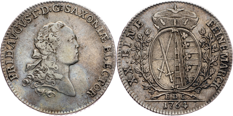 Germany, 2/3 Thaler 1764, EDC Friedrich August III., 2/3 Thaler 1764, EDC, Ag (8...