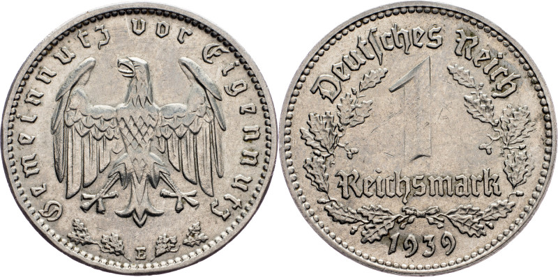 Germany, 1 Mark 1939 Third Reich, 1 Mark 1939, 4,85 g, Nickel, KM# 78|Scratchies...