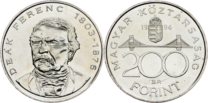 Hungary, 200 Forint 1994 Hungary, 200 Forint 1994, 12 g, Ag (500/1000), KM# 707|...