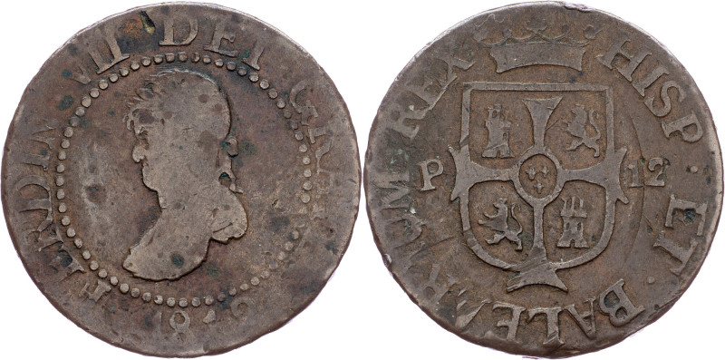 Mallorca, 12 Dineros 1812 Mallorca, 12 Dineros 1812, Copper, C# L51; F

Grade:...