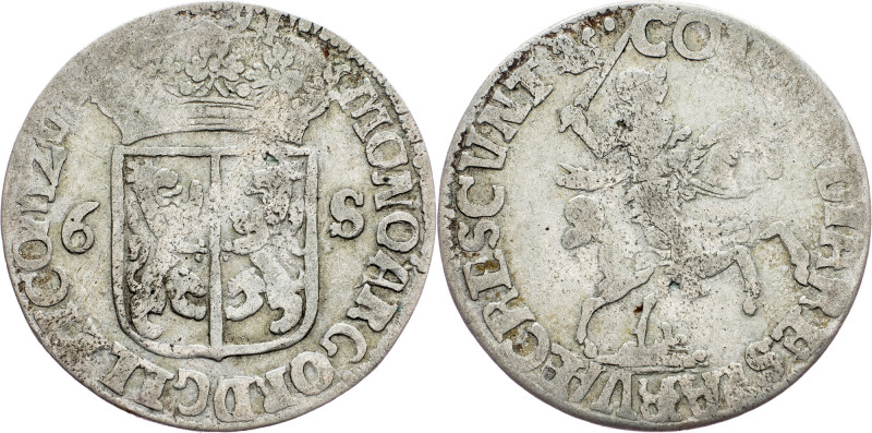 Netherlands, 6 Stuivers 1691 Gelderland, 6 Stuivers 1691, Ag, KM# 60|weakly stri...