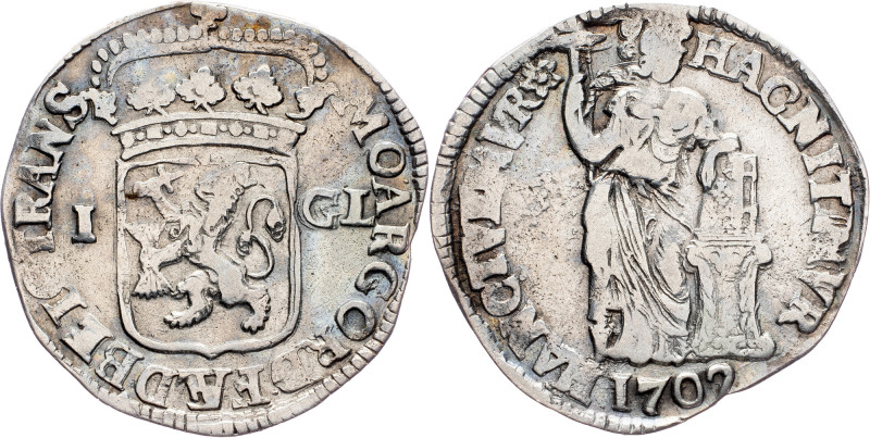 Netherlands, 1 Gulden 1702 Overijssel, 1 Gulden 1702, Ag, KM# 63.1|weakly strike...
