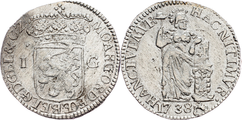 Netherlands, 1 Gulden 1738 Overijssel, 1 Gulden 1738, Ag, KM#63.2|cleaned; VF
...