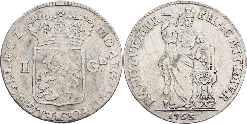 Netherlands, 1 Gulden 1763, Harderwijk Gelderland, 1 Gulden 1763, Harderwijk, Ag...