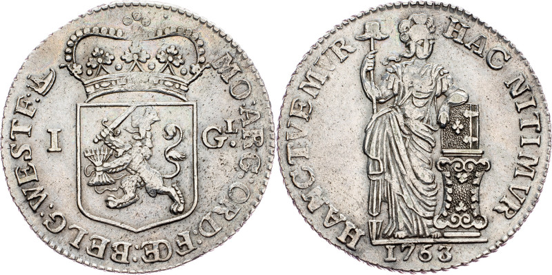 Netherlands, 1 Gulden 1763 West Friesland, 1 Gulden 1763, Ag, KM# 97.5; EF

Gr...