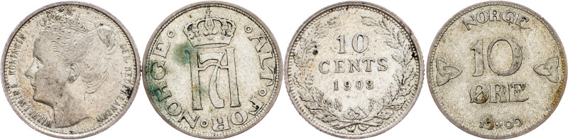 Netherlands, 10 Cents, 10 Øre 1903, Utrech / Wilhelmina, Haakon VII, 10 Cents, 1...