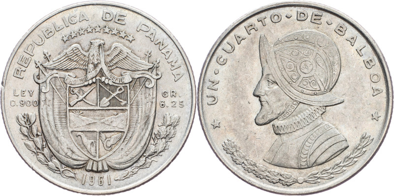 Panama, 1/4 Balboa 1961 Panama, 1/4 Balboa 1961, Ag, KM# 25; EF

Grade: EF