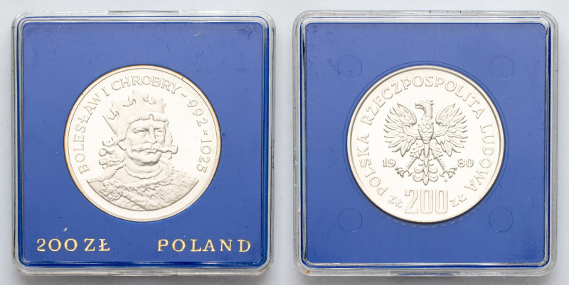 Poland, 200 Zlotych 1980, Ag|Original blue case - is a little damaged.; PROOF
...