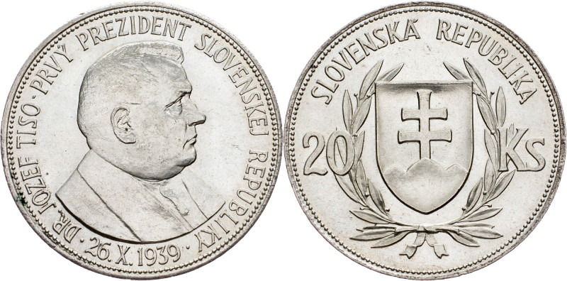 Slovakia, 20 Korun 1939, Kremnitz Slovakia, 20 Korun 1939, Kremnitz, Ag (500/100...