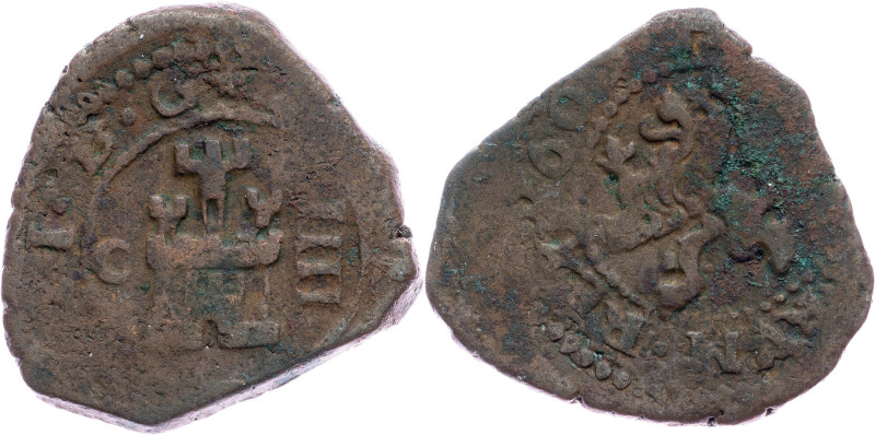 Spain, 4 Maravedis 1607? Spain, 4 Maravedis 1607?, Copper; F

Grade: F