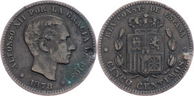 Spain, 5 Centimos 1878