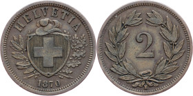 Switzerland, 2 Rappen 1870, Bern
