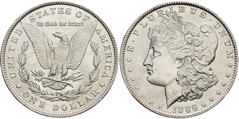 USA, Morgan Dollar 1886, Philadelphia USA, Morgan Dollar 1886, Philadelphia, Ag,...