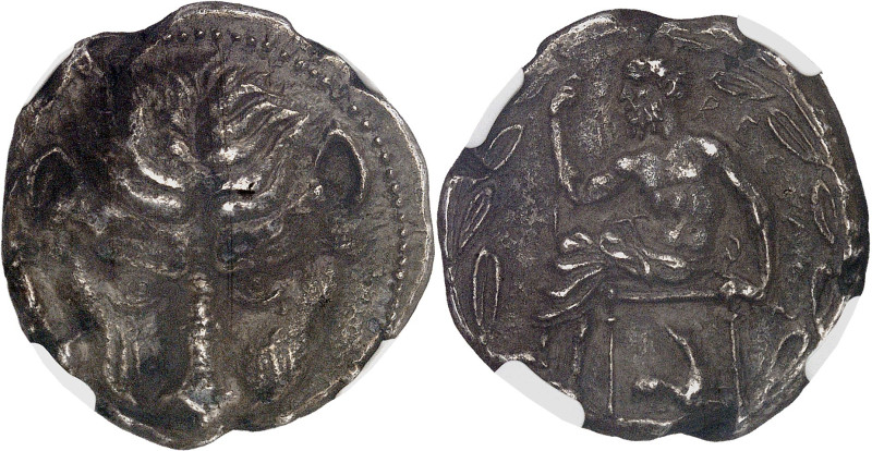 GRÈCE ANTIQUE
Bruttium, Rhégion. Tétradrachme ND (435-425 av. J.-C.), Rhégion.NG...