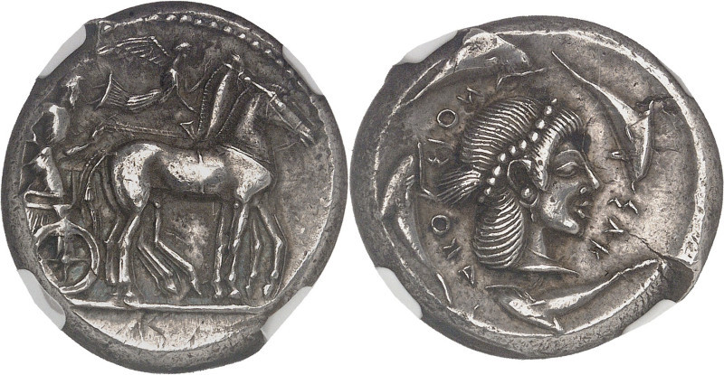 GRÈCE ANTIQUE
Sicile, Syracuse, Hiéron Ier (477-466 av. J.-C.). Tétradrachme ND ...