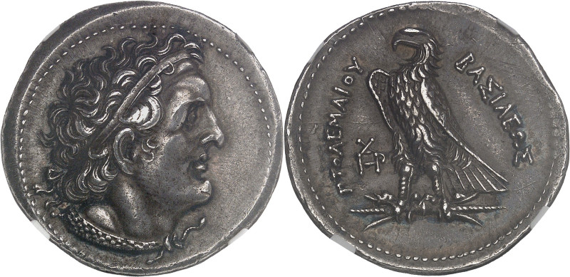 GRÈCE ANTIQUE
Royaume lagide, Ptolémée Ier (305-285 av J-C). Statère d’argent de...