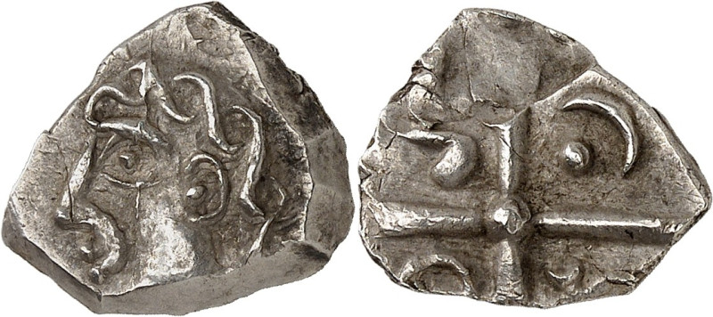GAULE
Sotiates. Drachme à la tête bouclée du Causé, Série 154 ND (première moiti...