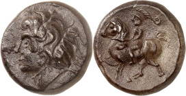 GAULE
Pannonie. Tétradrachme à la tête de Lysimaque (Typ Lysimachoskopf) ND (fin du IIIe siècle avant J.-C.).
Av. Tête de Lysimaque à gauche, la cheve...