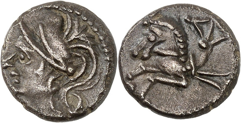 GAULE
Allobroges. Drachme à l'hippocampe, classe II anépigraphe ND (fin du IIe -...