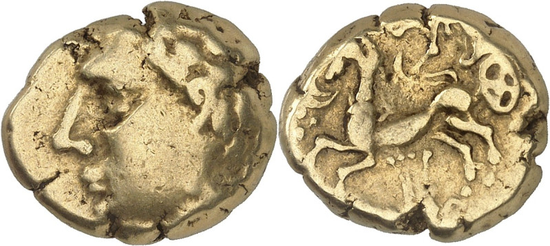 GAULE
Arvernes. Statère au bige du type de Lapte, type III à la lyre, revers à g...