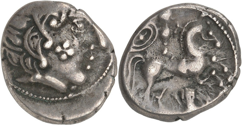 GAULE
Bituriges / Incertaines du Centre-Ouest. Drachme au cavalier et au bouclie...