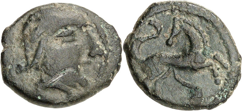 GAULE
Pictons. Bronze du type de Migné-Auxances, Série 1112 au cheval retourné N...